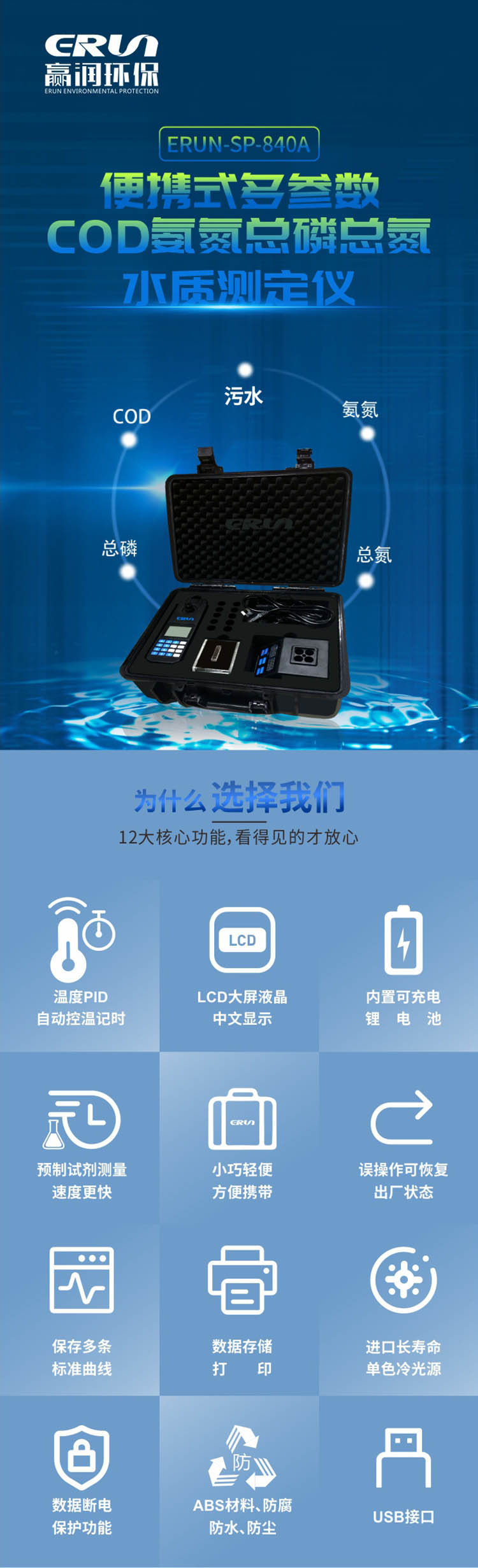 便攜式多參數(shù)COD、氨氮、總磷、總氮水質(zhì)測定儀