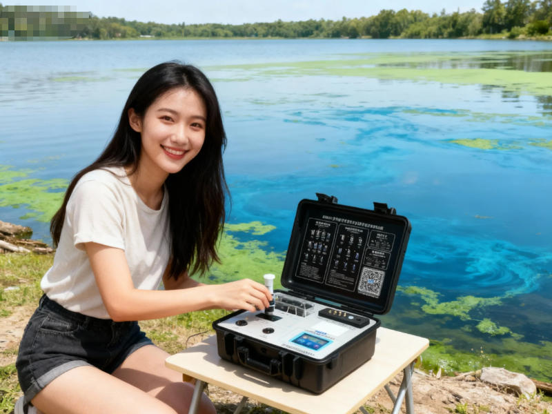 戶外現(xiàn)場(chǎng)使用便攜式多參數(shù)水質(zhì)測(cè)定儀檢測(cè)湖水水質(zhì) 戶外現(xiàn)場(chǎng)使用便攜式多參數(shù)水質(zhì)測(cè)定儀檢測(cè)湖水水質(zhì)